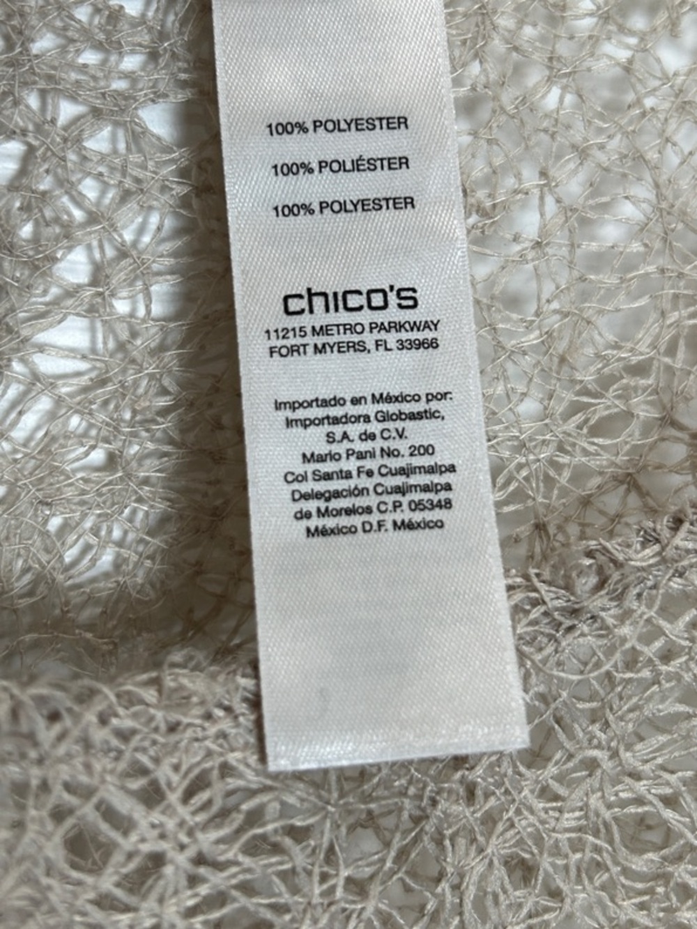 Chico's Collection Sheer Lace Crochet Tunic Top Beige Taupe Size 1 M - Picture 6 of 9